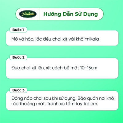 Hướng dẫn sử dụng xịt xả vải khô YNIKALA hướng dẫn sử dụng xịt xả vải khô ynikala