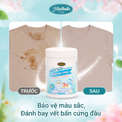 Trước và sau khi sử dụng bột tẩy quần áo màu YNIKALA tác dụng của bột tẩy quần áo màu YNIKALA