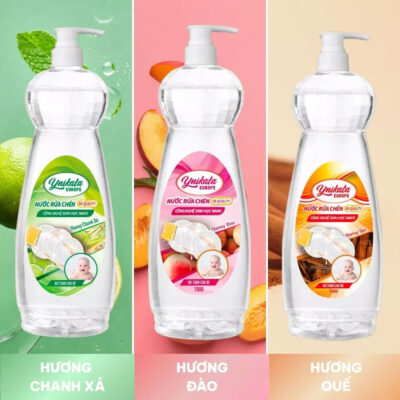 Nước rửa chén YNIKALA gồm 3 mùi hương rất dễ dùng: Hương chanh xả, Hương đào và Hương quế Nước rửa chén YNIKALA gồm 3 mùi hương rất dễ dùng: Hương chanh xả, Hương đào và Hương quế