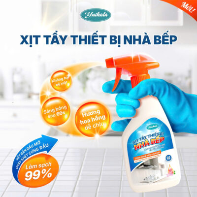Xịt tẩy thiết bị bếp YNIKALA loại bỏ tận gốc các lớp dầu mỡ dạng đặc, mảng bám bẩn dính nhớt, vết cháy khét xịt tẩy thiết bị bếp ynikala
